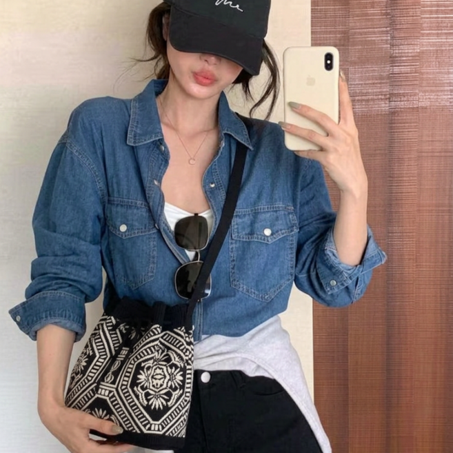 제이바바 여성용 미니 니트 복조리가방