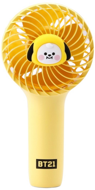 BT21 CHIMMY 迷你攜帶式手風扇 黃色 USB充電 輕巧便攜 三段風速, 詳見包裝