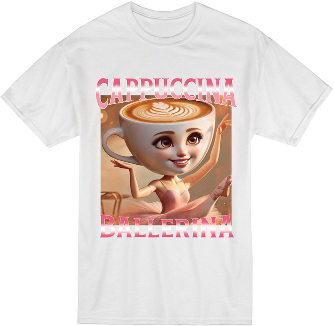 꼬므떼 아동 주니어 이탈리안 브레인롯 발레리나 카푸치나 반팔 티셔츠 밈 티셔츠 전사나염 형제룩 등원룩