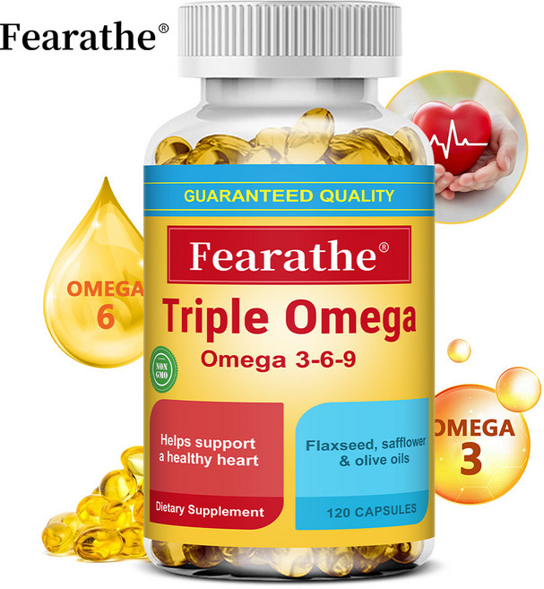 트리플 오메가 3-6-9캡슐 - 아마씨 잇꽃과 올리브 오일의 균형 잡힌 오메가 보충제 - 일일 영양 밸런스 지원 - non-GMO 120정 소프트캡슐, 1개, 60회분