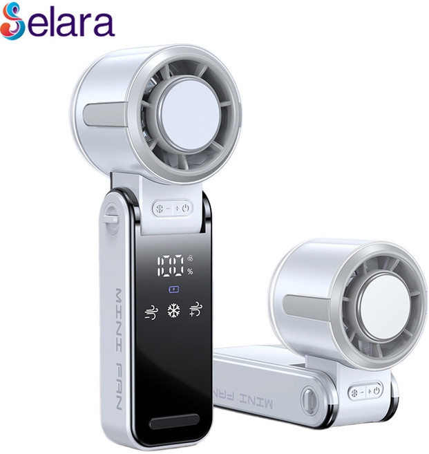 Selara 휴대용 손선풍기 USB 충전식 무선 접이식 급속 냉각 미니 선풍기, 화이트, S13