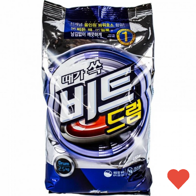 세탁세제 드럼 세탁기용 가루 세제 리필형 대용량 2.5kg, 1개