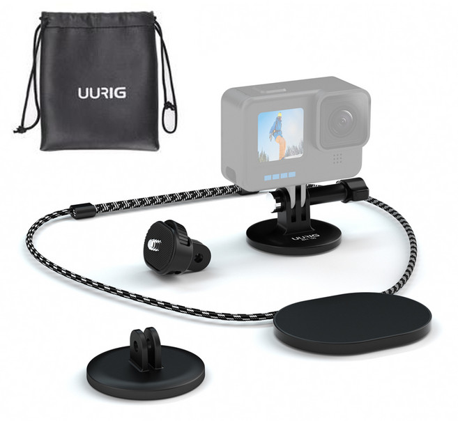 UURIG BH-06 모션 카메라 목 브래킷 장착 빠른 방출 GoPro Hero 10/9/8 DJI Insta360 카메라용 1/4인치 나사 어댑터, 1개