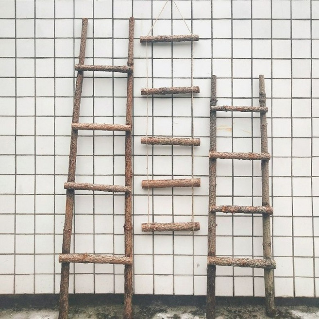 원목사다리행거 미니행거 나무 스탠드행거 스탠드옷걸이, 기본 색상