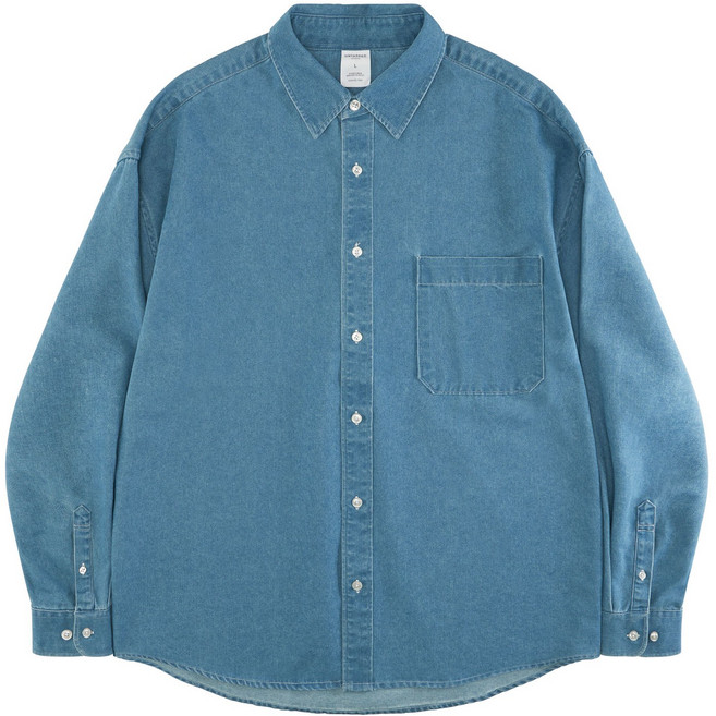 팀스핏 남성용 빅사이즈 빅오버핏 워싱 데님 청셔츠 남방