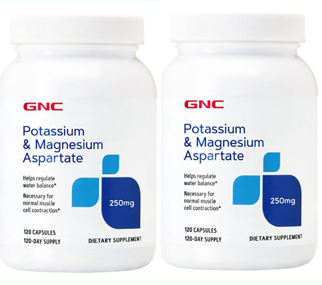 GNC 아스팔테이트 마그네슘 +칼륨 포타슘 120캡슐, 2개, 120정