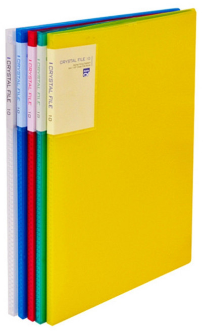 알파 A4 크리스탈 칼라 얇은 클리어화일 10P 문서 서류 정리 보관 비닐 파일철, 1개, 파랑