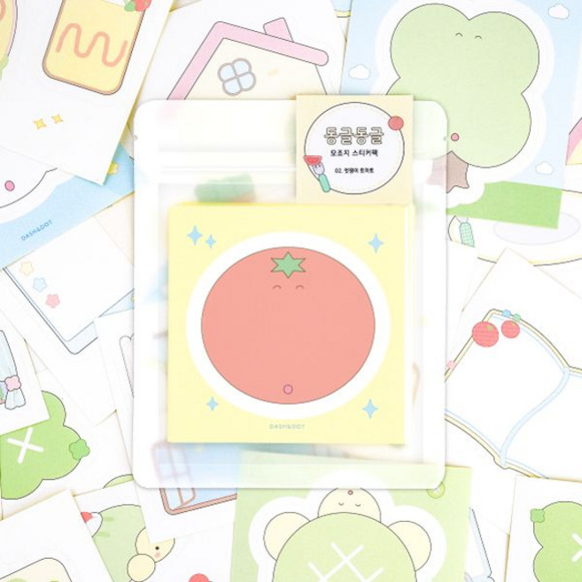 [대시앤도트] 동글동글 데코 모조지 스티커팩, 01 행복해 클로버, 1개, 색상