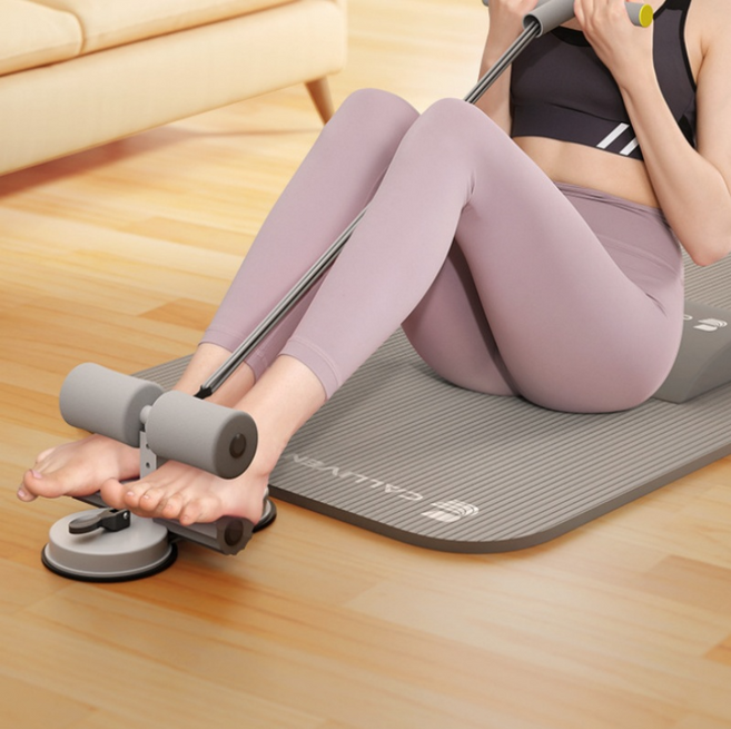 홈트레이닝 윗몸일으키기 보조기 복근운동기구 헬스소품 휴대용 더블 빨판, 1개, 멜란지그레이