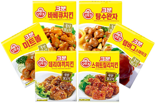 오뚜기 3분 반찬 믹스팩 6종 각 1개씩, 1세트, 07.3분반찬세트(6종각1개씩)_개당중량_상세페이지참조