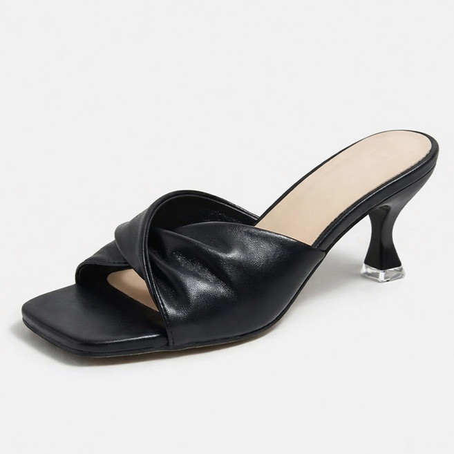 타니즈 릴라 꼬임 여성용 스틸레토 힐 오픈뮬 미들 힐 (6cm)