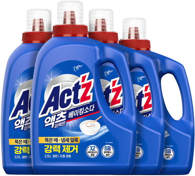 액츠 퍼펙트 베이킹소다 액상세제 프레시 민트향 본품, 3.5L, 1개입, 4개