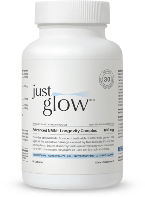 저스트글로우 어드밴스드 NMN 800mg 트랜스 레스베라트롤 피세텐 퀘르세틴 커큐민 TMG, 1개, 60정