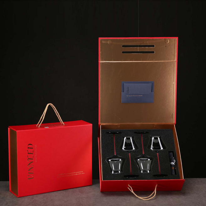 킹더랜드 천사랑 와인잔 4p 샴페인잔 극세사크리너세트 블랙플라워 컬러스템 와인잔 시리즈, 레드 4P, 1세트