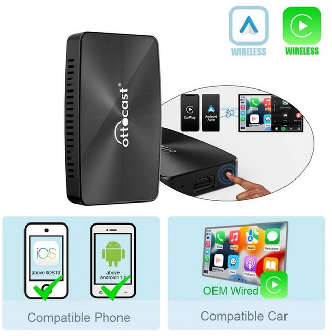 안드로이드 자동 카플레이 무선 블루투스 어댑터 동글 자동차 지능형 시스템 멀티미디어, 1개, 1. U2-X Pro