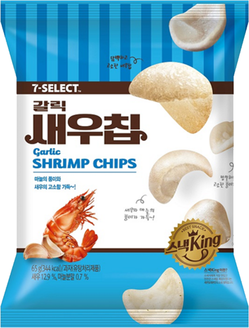 세븐일레븐 갈릭새우칩, 65g, 19개