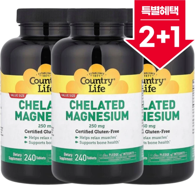 컨트리라이프 킬레이트 마그네슘 250mg 240정, 3개 - 쿠팡