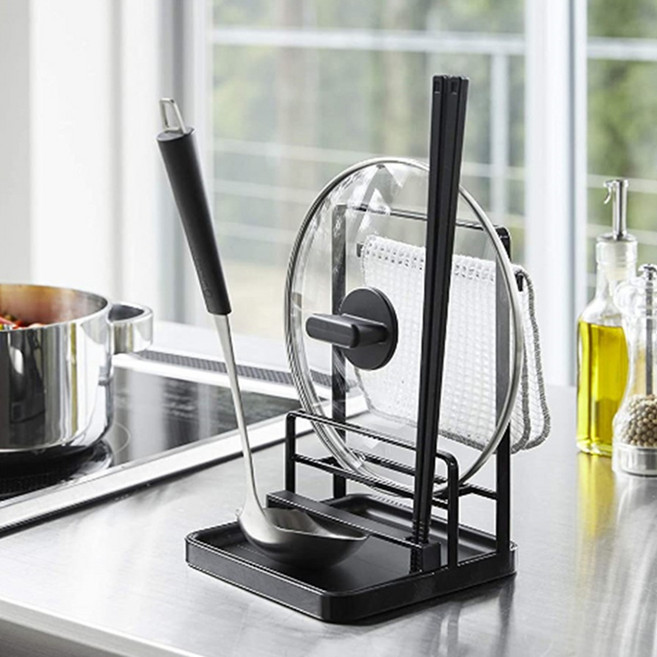 다용도 조리도구 냄비뚜껑 거치대, 블랙, 1개