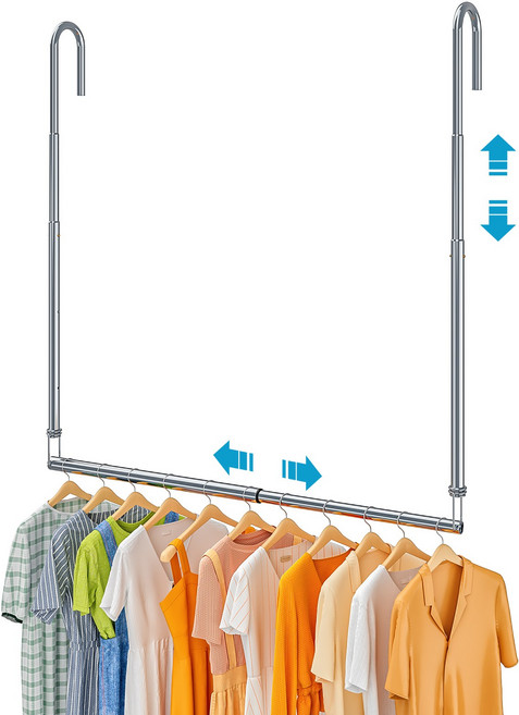 MeFun 천장 빨래건조대 길이 폭이 조절가능 스테인레스 대형 빨래봉, 1개, 실버