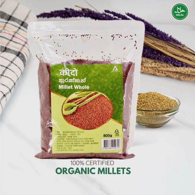 Premium Whole Millet Grain 프리미엄 핑거밀렛, 3개, 800g - 쿠팡