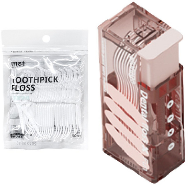 모어스샵 펀플로스 치실 치간칫솔 일회용치실 디스펜서 DentalflossXfun, 체리블라썸, 1개, 60개입