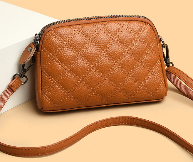 리치모리 소가죽 퀄팅 스티치 미니 크로스백