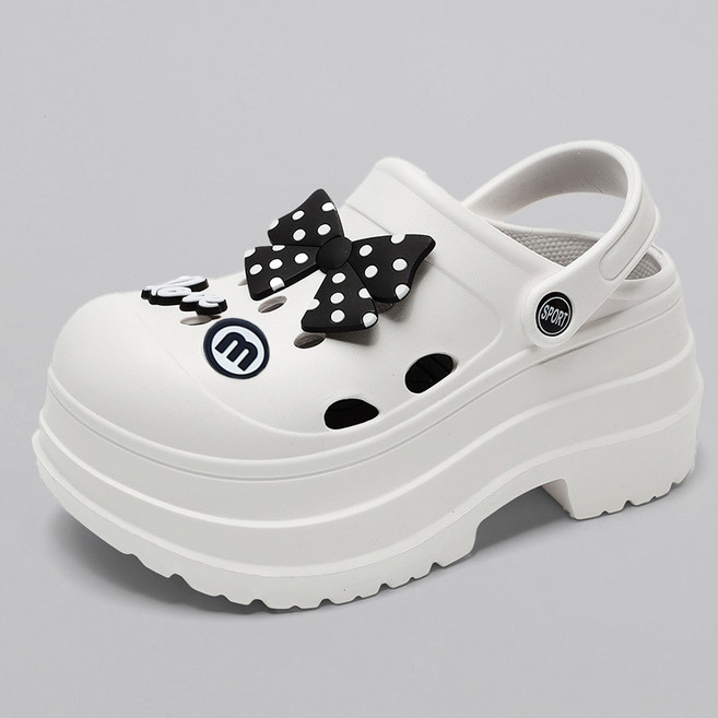 곰돌이샵 7cm 통굽 리본 EVA 키높이 샌들 슬리퍼 아쿠아 미용실 네일샵 사무실 클로그 슬리퍼