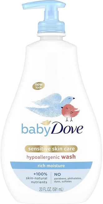 Baby Dove 베이비도브 센서티브 스킨케어 베이비워시 리치 모이스처, 2개, 591ml - 쿠팡