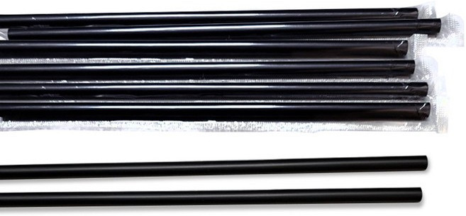 개별포장 일자 플라스틱 빨대 블랙 7 x 210 mm, 500개입, 1개