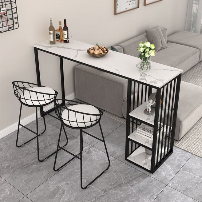 홈바테이블 높은테이블 2인용식탁 거실 입식테이블 (의자 미포함), 블랙 선반+화이트보드