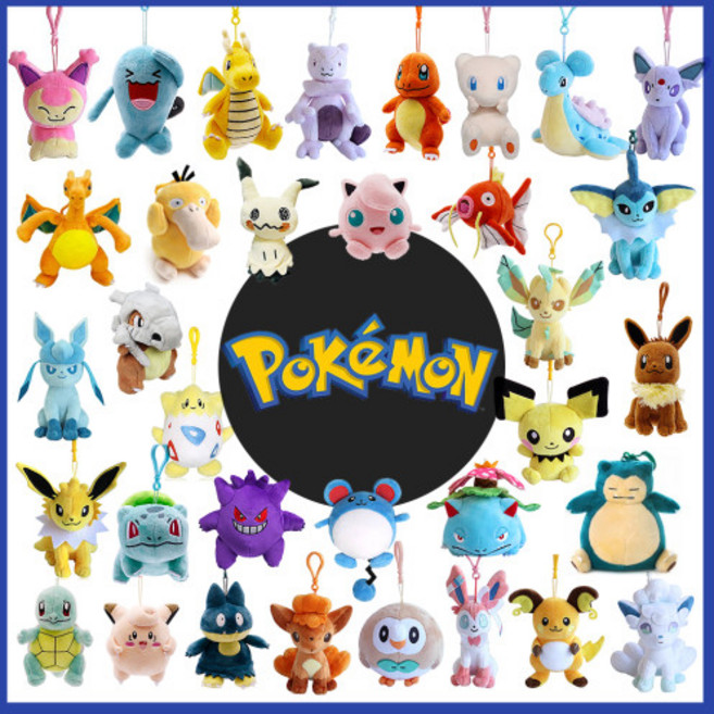 포켓몬스터 인형 열쇠고리 가방고리 잠만보 피카츄 이상해씨 이브이 꼬부기 파이리 뮤, 18.가방고리 에브이