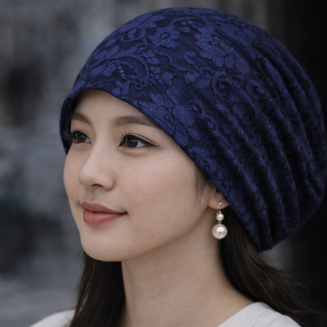 이엠 h04 플라워 레이스 여성 두건 비니 비니모자