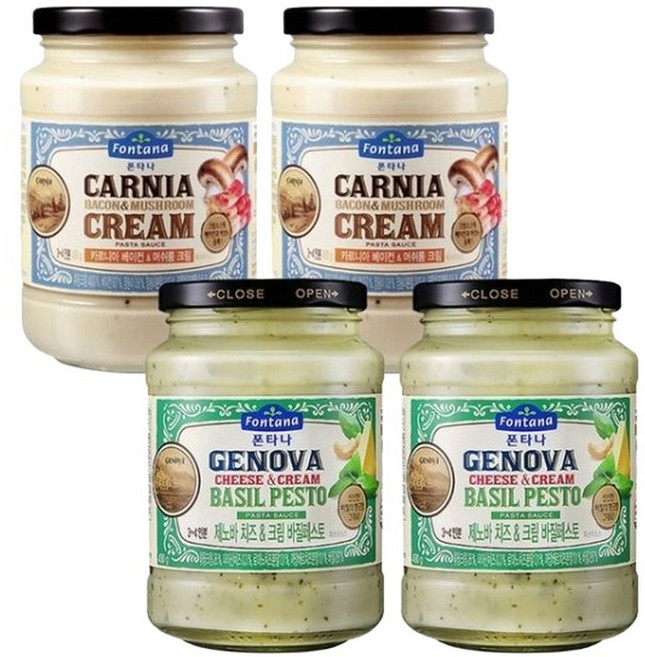 폰타나 머쉬룸 크림 430g 2개+바질페스토 430g 2개/파스타소스, 없음, 2개