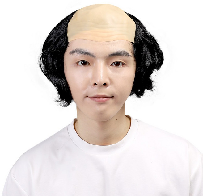 대머리가발 블랙 파티 분장 코믹 연극 웃긴 아저씨, 1개