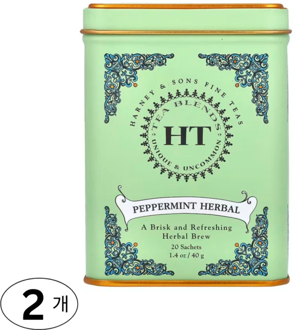 미국 직구 하니앤손스 페퍼민트 허브 디카페인 무카페인, 2개, 20개입 - 쿠팡