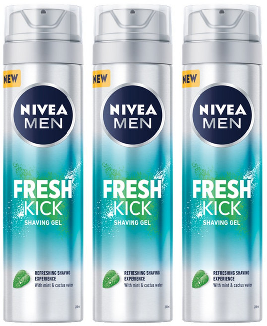 니베아 맨 프레시킥 쉐이빙 젤, 200ml, 3개