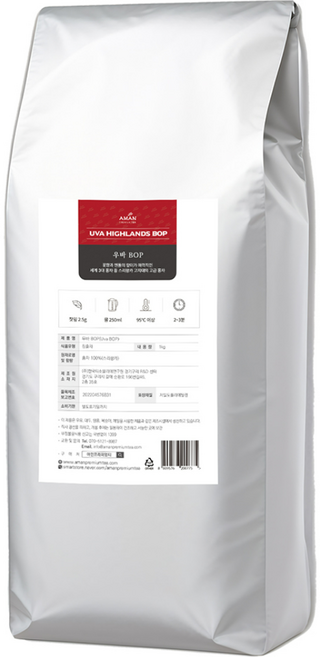 우바 하이랜드 BOP 스리랑카 홍차 아만프리미엄티, 1개, 1kg, 1개입