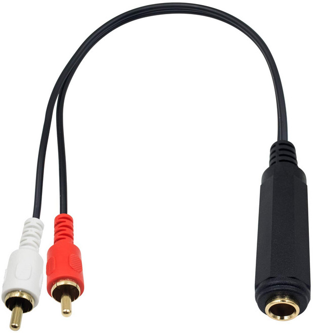 Poyiccot 6.35mm RCA to 6.35mm rca 변환 오디오 케이블 6.35mm(암) 2RCA(수) 오디오