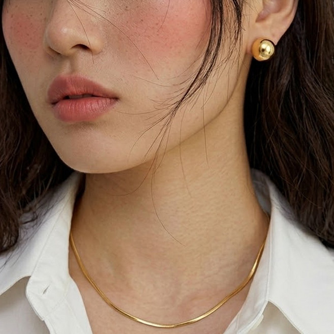 925 실버 볼 귀걸이 18K도금 원터치 미니 볼드 데일리 여성 이어링