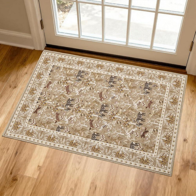 WEZVIX Christmas Rug 2x3 Washable Animal Rugs for Entryway Non-Slip Low Pile Boho Small Area Rug