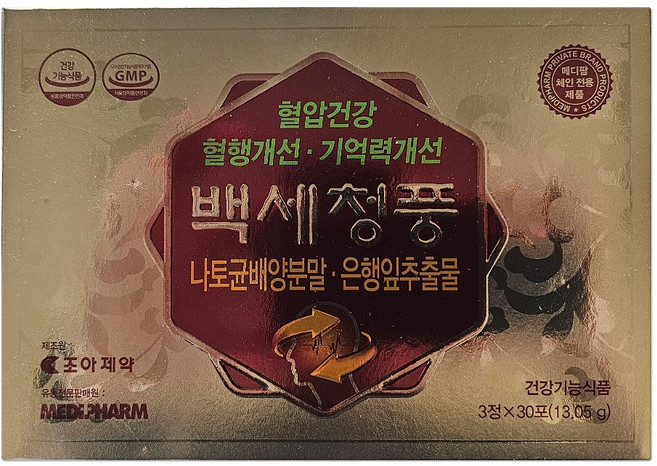 조아제약 백세청풍 혈압건강 혈행개선 기억력개선, 30개, 3정