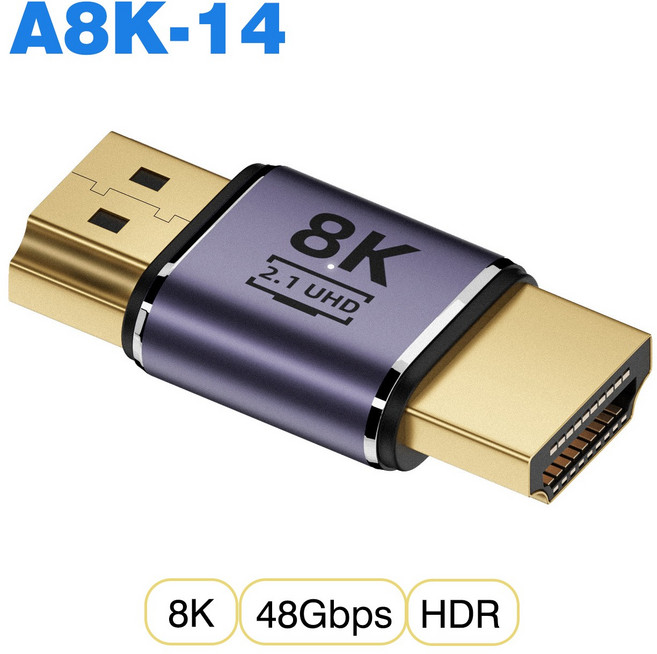 HDMI 호환 케이블 어댑터 미니 마이크로 HDMI-HDMI 2.1 변환기 HDTV 프로젝터 PS4 PS5 노트북 PC용 48Gpbs 8K60HZ 4K120HZ, [18] A8K-14 HDMI2.1, [21] A8K-14, 1개