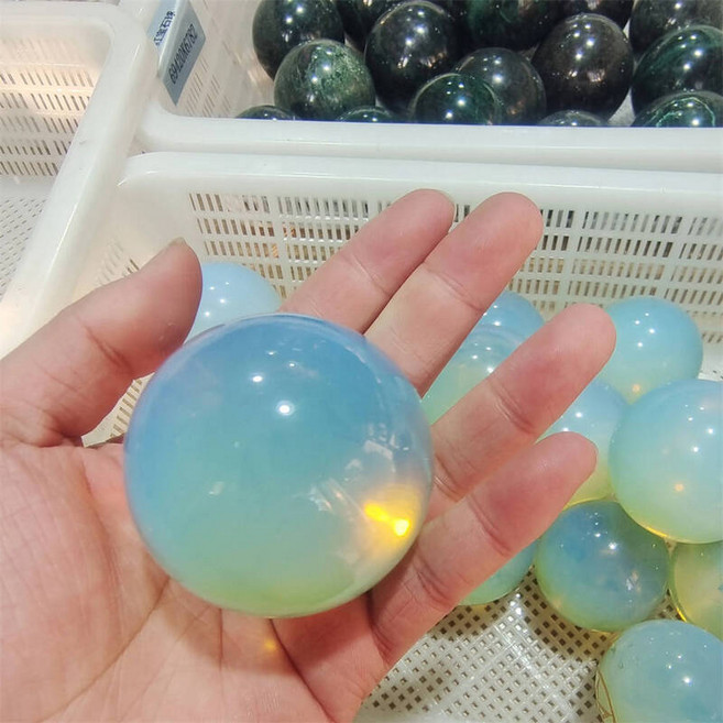 터키석 원석 자연 화이트 오팔 크리스탈 구 공 에너지 스톤 치유 장식 명상 영적