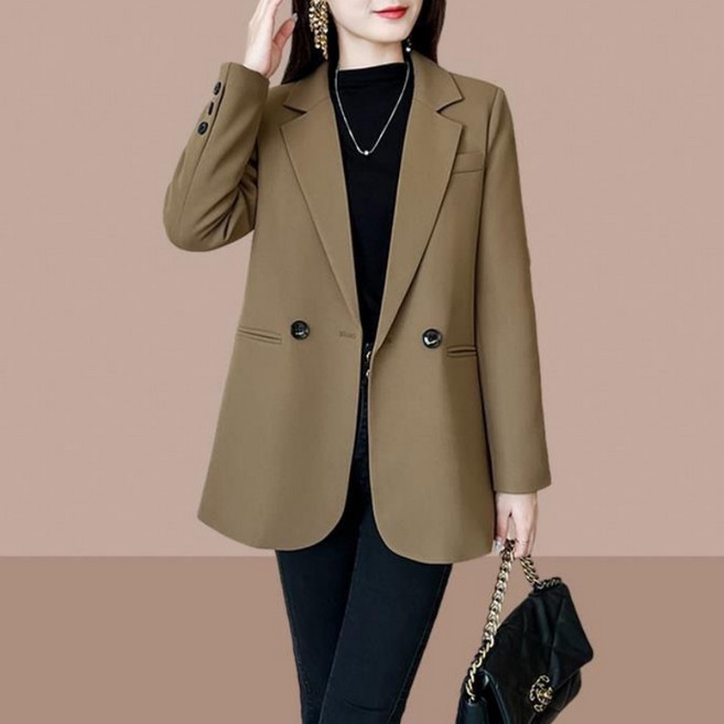 Makone 여성 캐주얼 정장자켓 솔리드 심플 데일리 오피스룩 양복자켓