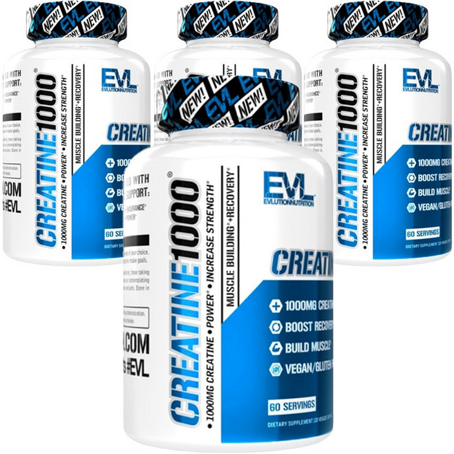 EVLUTIONNUTRITION 肌酸 1000 素食膠囊, 120錠, 4個