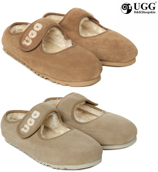 어그 호주 메리제인 디나 벨크로 스웨이드 플랫 양털 슈즈 DK237