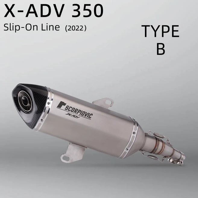 ADV350 오토바이 배기 탈출 모토 시스템 수정 중간 링크 파이프 탄소 섬유 머플러, 01 TYPE B, 1