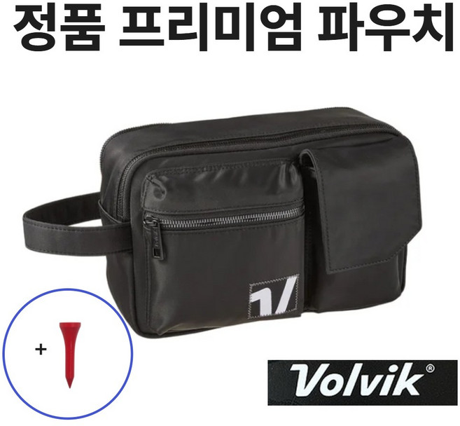 볼빅 프리미엄 경량 골프파우치 라운딩필수 MAX 듀얼포켓 파우치, 다크블랙, 1개