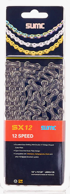 SUMC SX12 12단 로드 MTB 산악 자전거 체인(시마노 스램 호환), 1개, 실버