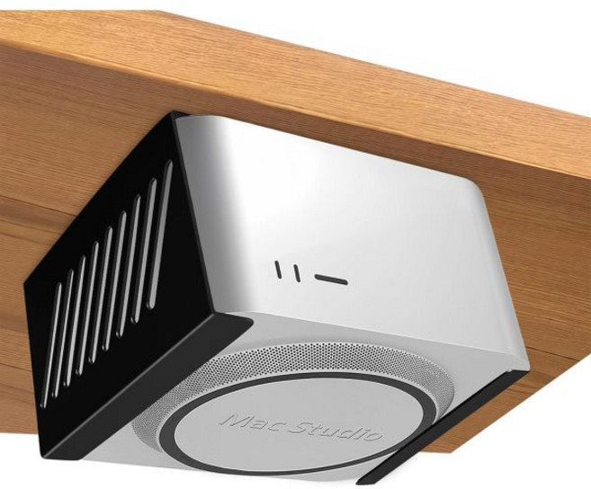 맥 스튜디오용 책상 아래 마운트 홀더 M4 M3 M2 M1/신형 2025 맥스 및 울트라용 장착 스탠드 브라켓 긁힘 방지 패드 포함 검정색 USA